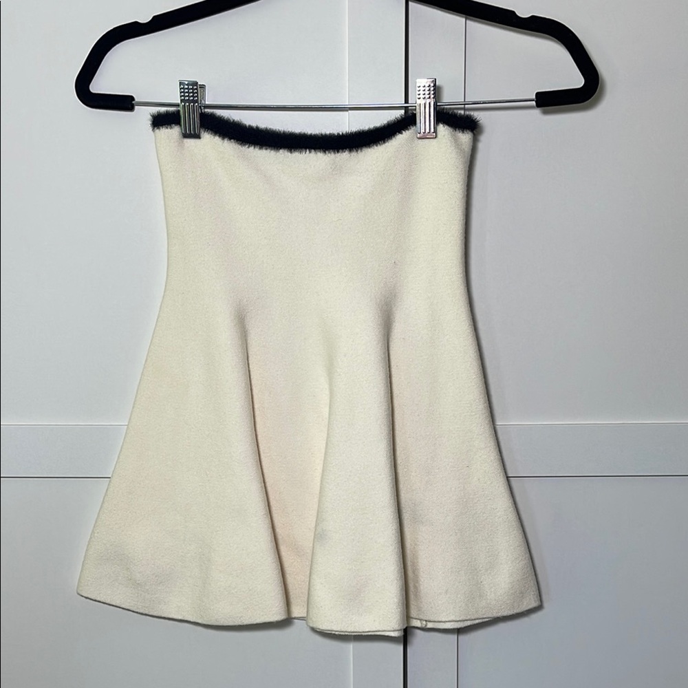 Zara Knit Cream Skirt with Black Trim